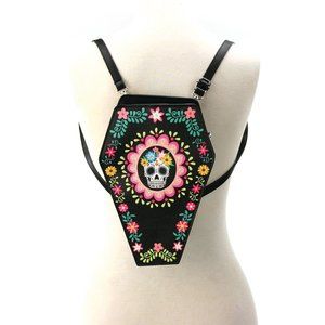 Sugar Skull Convertible Crossbody Purse or Mini Backpack